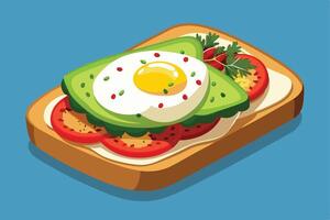Sandwich with Scrambled Egg and Greenery Served on Plate vector