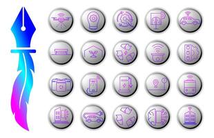 Smart City icon set designed in a futuristic and minimalist style, with gradient style, ideal for urban technology, sustainability, and digital innovation. vector