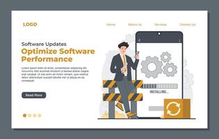 system repair, under maintenance, and error 404 for software software development and programming. Landing page template. vector