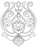 Abstract lotus, vintage lines,no color, vintage pattern elements vector