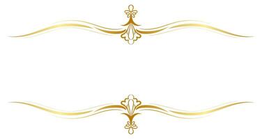 Golden vintage lines, frame for letters greeting card elements, transparent background vector