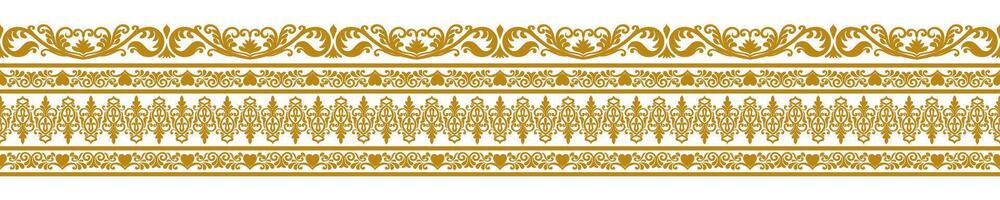 Seamless golden border intricate pattern for vintage frames, golden ethnic tribal pattern vector