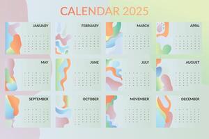 Calendar 2025 Gradient Abstract vector