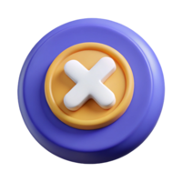 A blue and yellow button with an x on it png