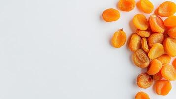 Dried Apricots on Display Perfect for Healthy Snacking or Culinary Creations in Copy Space photo