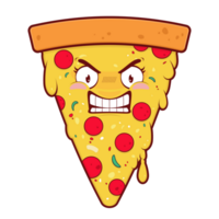 Cute Cartoon Angry slice pizza Character png