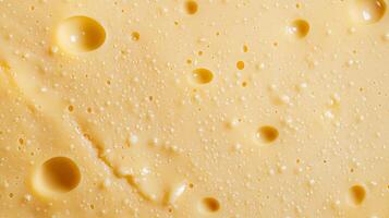High-Resolution Close-Up Macro Shot of Emmental Cheese Texture Suitable for Culinary Designs and Food Industry Usage photo