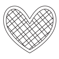 Transparent background outline of a heart with a grid pattern intersecting throughout the heart. png