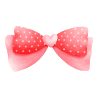 Watercolor painting of a red double bow tie with a heart in the center, with white and red patterns. png
