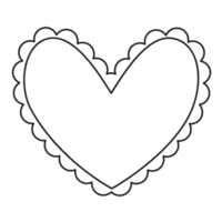 Transparent background outline of a heart with a curved border around the heart. png