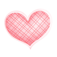 Watercolor painting of hearts in two layers and with a grid pattern. png