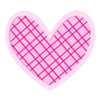 Simple cartoon image of two layers of light pink hearts stacked together with a dark pink grid pattern inside. png
