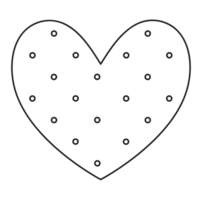 Transparent background outline of a heart with small circle dots pattern all over the heart. png