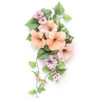 Beautiful arrangement of intertwined flowering vines with colorful blooms photo