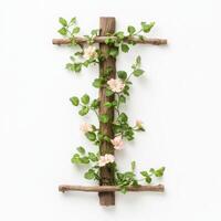 living fence of intertwined flowering vines with soft pink blooms and green leaves creates vibrant and natural decor element photo