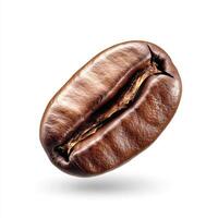 close up macro shot of highly detailed coffee bean, showcasing its rich texture and color photo
