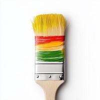 vibrant paintbrush with colorful bristles and paint strokes, showcasing creativity and artistry photo