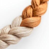 Braided wool thread in intricate design, showcasing warm tones and texture photo