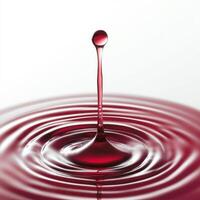 wine droplet creates ripples on surface, showcasing elegance and detail photo