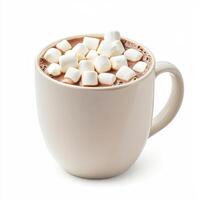 warm mug of hot chocolate topped with fluffy marshmallows, perfect for cozy moments photo