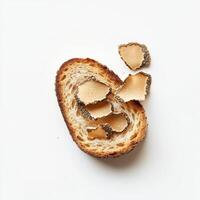 Toasted bread topped with truffle slices, showcasing gourmet presentation photo