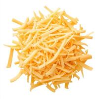 Shredded cheese pile in sharp focus, perfect for culinary use and recipes photo