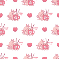 Seamless holiday pattern. Axolotl with cup hot cocoa with marshmallows png