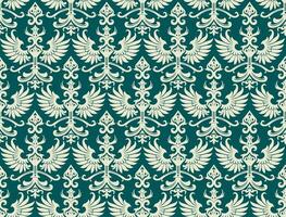 elegant winged ornamental seamless pattern turquoise color background vector