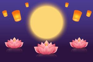 Vesak Day creative concept for postcard or banner. Vesak Day is a holy day for Buddhists. vector