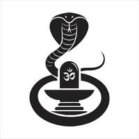 A snake with a hindu symbol on top of a stone vector