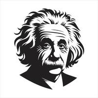 Albert einstein, the famous scientist, is shown in a black and white silhouette vector