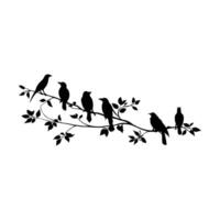 birds on a branch silhouette vector