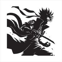 Naruto Uzumaki and Kakashi Hatake Ninja Warrior Drawing with Sword Mask and Anime Style vector