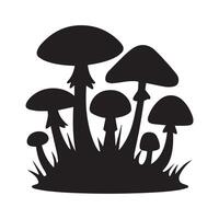 silhouette of mushrooms on grass vector