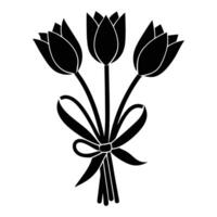 black and white illustration of a bouquet of tulips. vector
