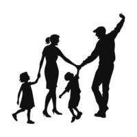 silhouette of a family with children holding hands vector