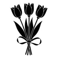 black and white illustration of a bouquet of tulips vector