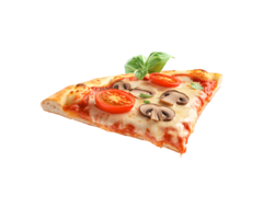 Pizza Slice with Tomatoes, Mushrooms, and Basil png