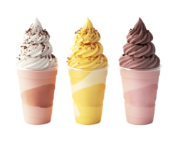 Three Flavors of Layered Frozen Dessert Cups png