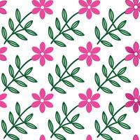 Pink Flower Seamless Pattern Floral Design, Botanical Print, White Background vector
