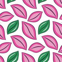 Pink and Green Leaf Pattern Seamless Botanical Design vector