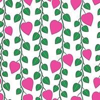 Pink Hearts Hanging Vines Seamless Pattern Romantic Design vector