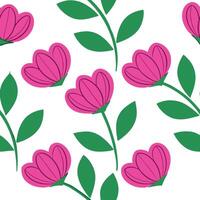 Pink Flower Seamless Pattern Spring Floral Design, White Background vector