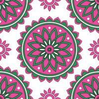 Pink Green Mandala Floral Pattern Seamless Design Repeat Texture vector