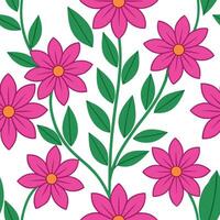 Pink Flower Seamless Pattern Design Floral Botanical White Background vector