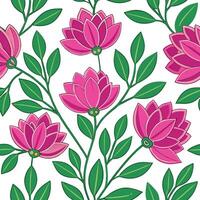 rosado loto flor sin costura modelo botánico ilustración diseño vector