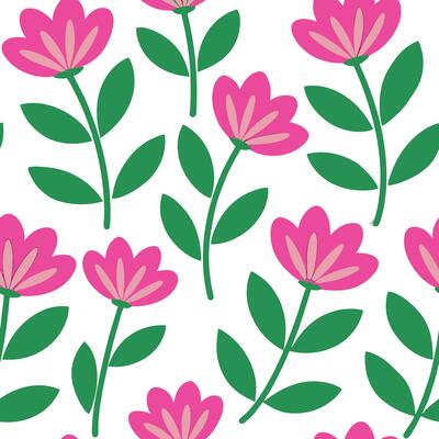 Seamless Pink Flower Pattern Spring Floral Design Background