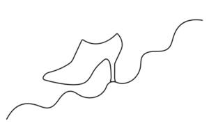 Shoe single continuous one line drawing of isolated outline illustration vector