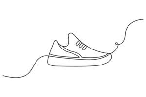 Shoe continuous one line art drawing with isolated outline illustration vector