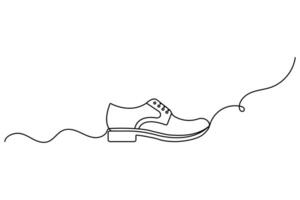 Shoe continuous one line drawing and isolated outline illustration vector